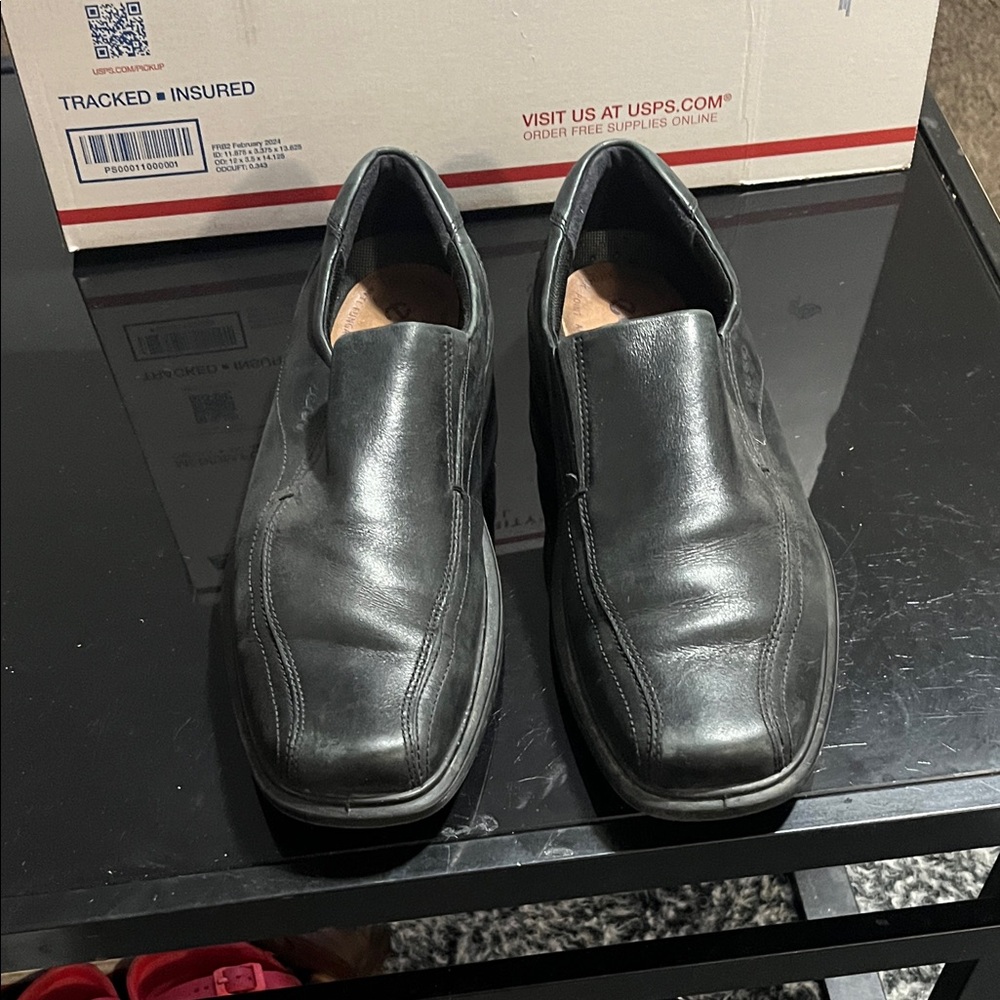 Men's Black Leather Slip-On Shoes